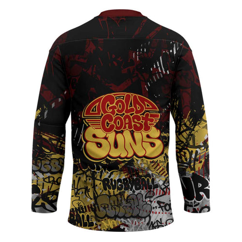 Gold Coast Suns Hockey Jersey Urban Graffiti Street Art - Bold Abstract Spray Paint