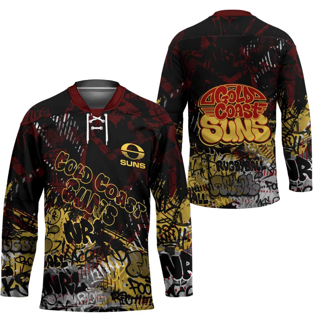 Gold Coast Suns Hockey Jersey Urban Graffiti Street Art - Bold Abstract Spray Paint