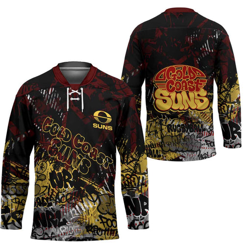 Gold Coast Suns Hockey Jersey Urban Graffiti Street Art - Bold Abstract Spray Paint