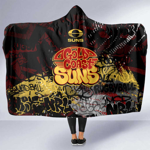 Gold Coast Suns Hooded Blanket Urban Graffiti Street Art - Bold Abstract Spray Paint