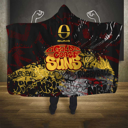 Gold Coast Suns Hooded Blanket Urban Graffiti Street Art - Bold Abstract Spray Paint