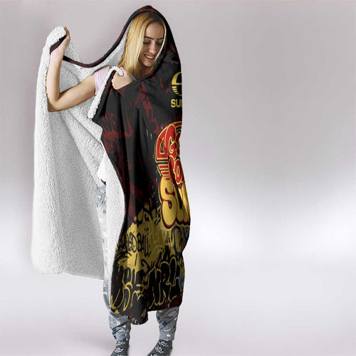 Gold Coast Suns Hooded Blanket Urban Graffiti Street Art - Bold Abstract Spray Paint