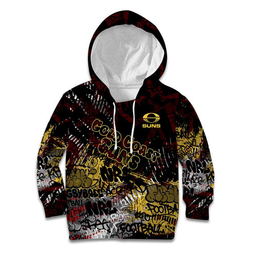 Gold Coast Suns Kid Hoodie Urban Graffiti Street Art - Bold Abstract Spray Paint