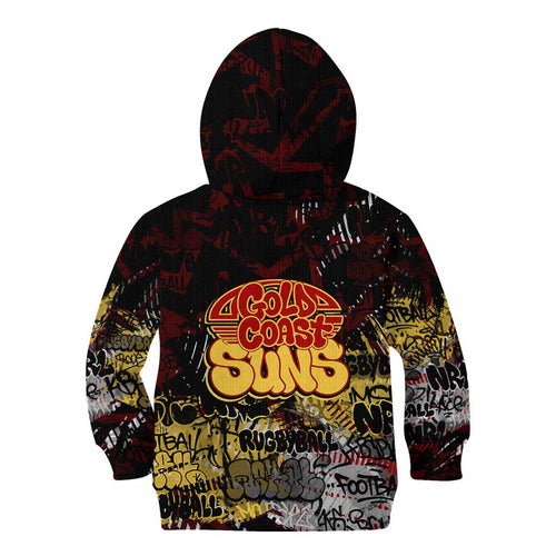 Gold Coast Suns Kid Hoodie Urban Graffiti Street Art - Bold Abstract Spray Paint