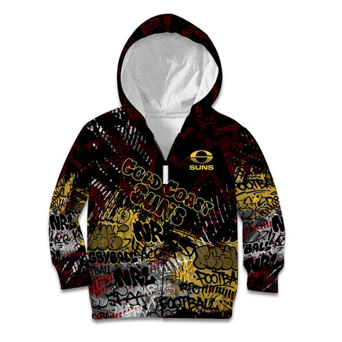 Gold Coast Suns Kid Hoodie Urban Graffiti Street Art - Bold Abstract Spray Paint