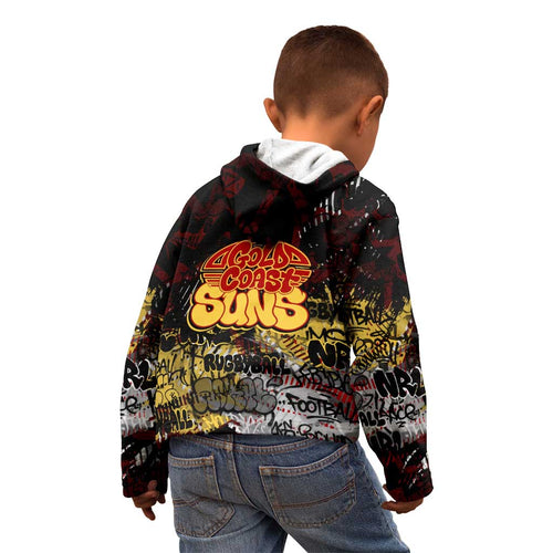 Gold Coast Suns Kid Hoodie Urban Graffiti Street Art - Bold Abstract Spray Paint