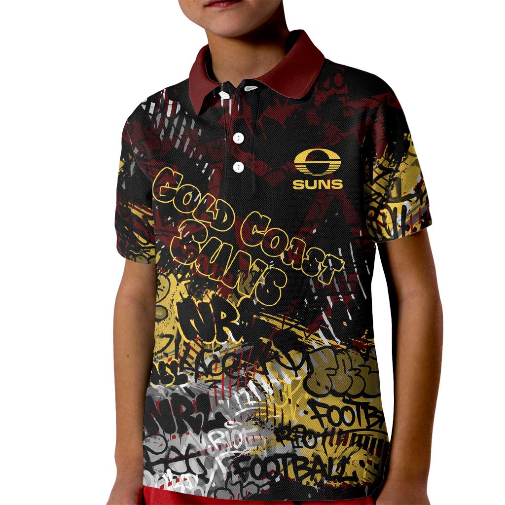 Gold Coast Suns Kid Polo Shirt Urban Graffiti Street Art - Bold Abstract Spray Paint