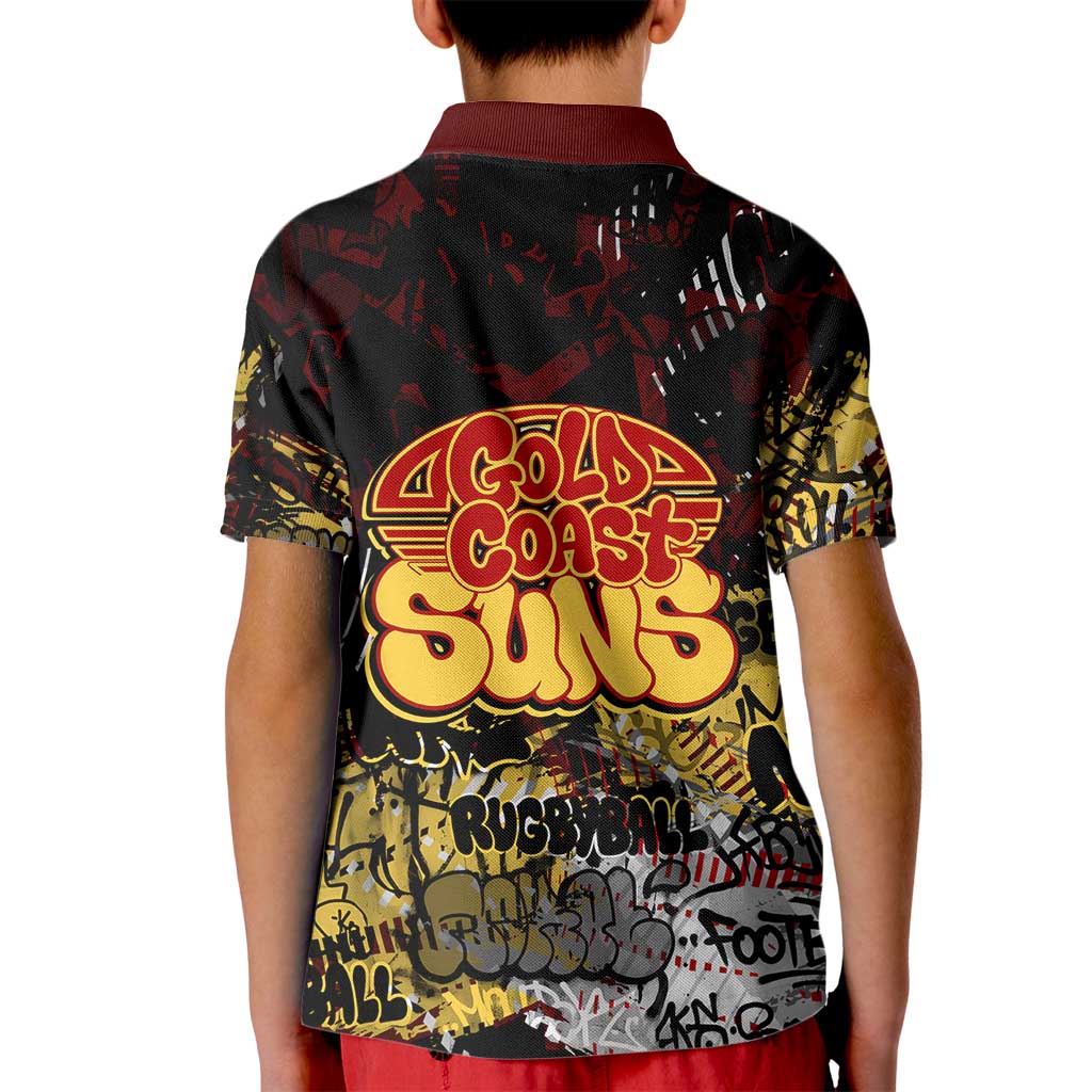 Gold Coast Suns Kid Polo Shirt Urban Graffiti Street Art - Bold Abstract Spray Paint