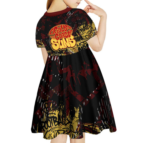 Gold Coast Suns Kid Short Sleeve Dress Urban Graffiti Street Art - Bold Abstract Spray Paint