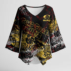 Gold Coast Suns Kimono Sleeve Blouse Urban Graffiti Street Art - Bold Abstract Spray Paint
