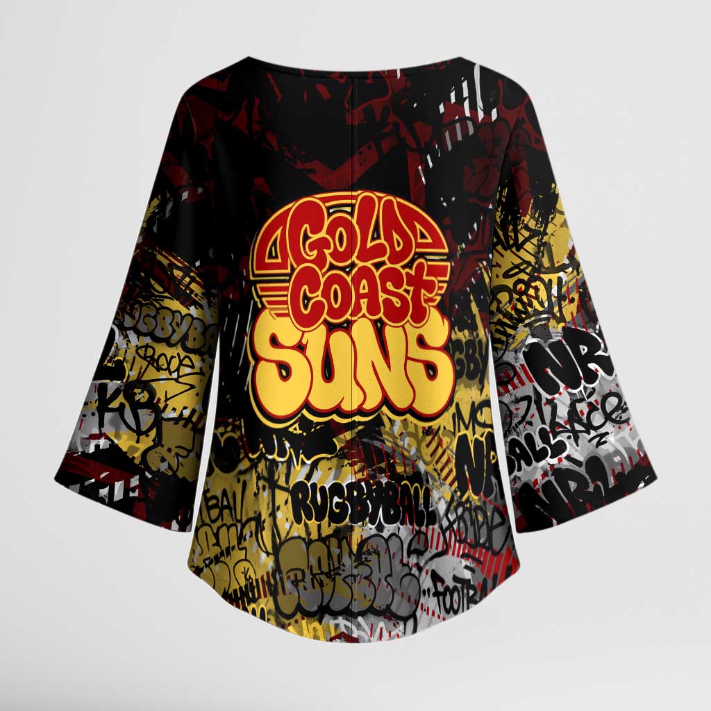Gold Coast Suns Kimono Sleeve Blouse Urban Graffiti Street Art - Bold Abstract Spray Paint