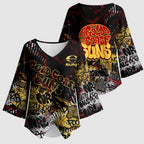 Gold Coast Suns Kimono Sleeve Blouse Urban Graffiti Street Art - Bold Abstract Spray Paint