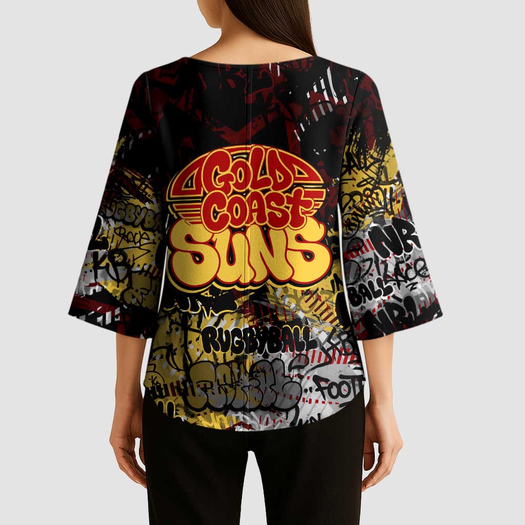 Gold Coast Suns Kimono Sleeve Blouse Urban Graffiti Street Art - Bold Abstract Spray Paint