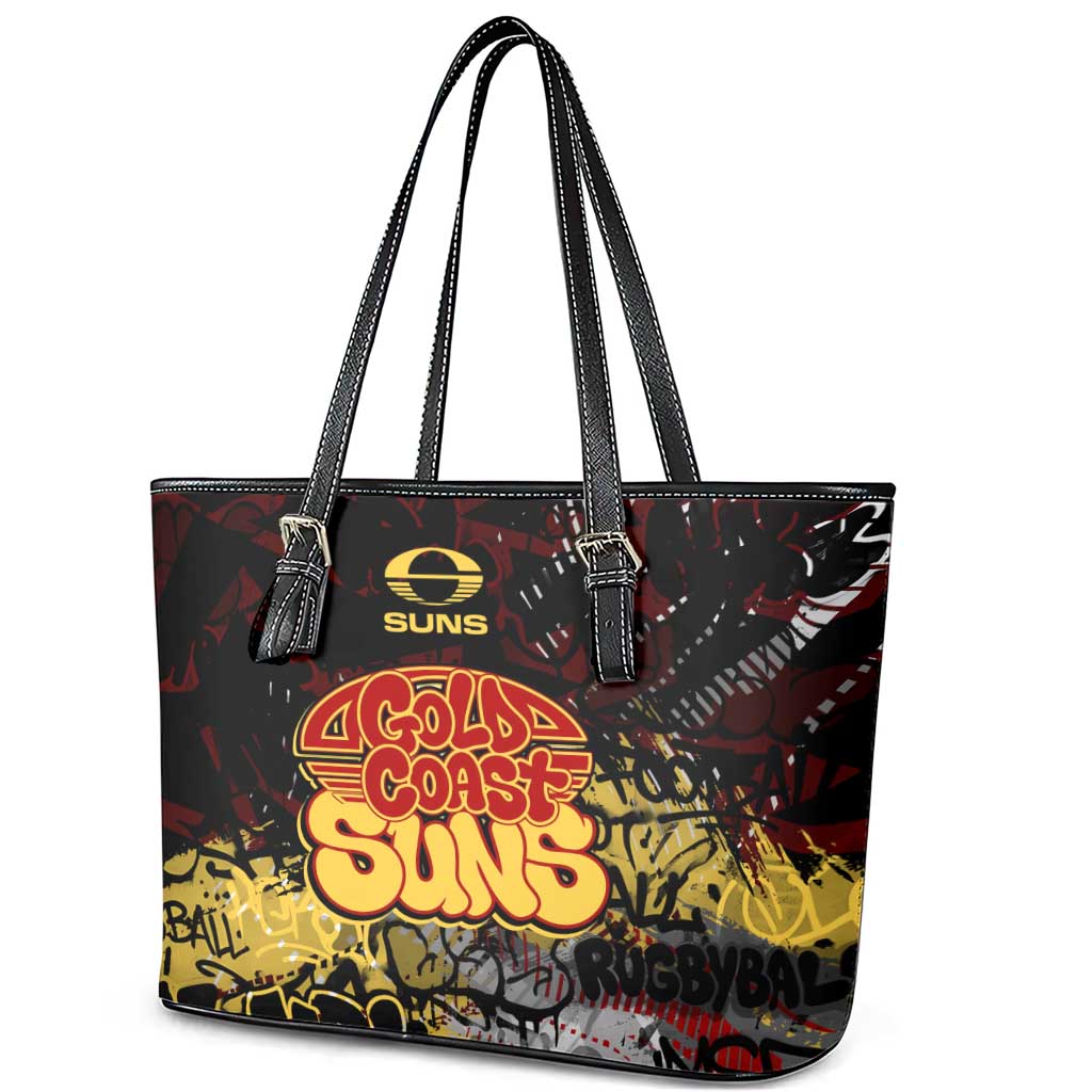 Gold Coast Suns Leather Tote Bag Urban Graffiti Street Art - Bold Abstract Spray Paint