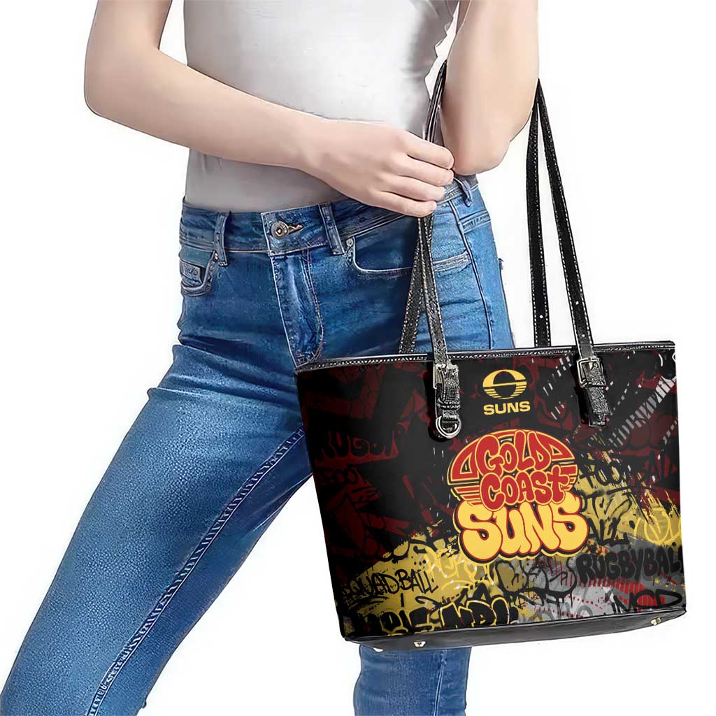 Gold Coast Suns Leather Tote Bag Urban Graffiti Street Art - Bold Abstract Spray Paint