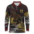 Gold Coast Suns Long Sleeve Polo Shirt Urban Graffiti Street Art - Bold Abstract Spray Paint