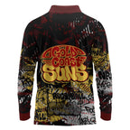 Gold Coast Suns Long Sleeve Polo Shirt Urban Graffiti Street Art - Bold Abstract Spray Paint