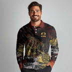 Gold Coast Suns Long Sleeve Polo Shirt Urban Graffiti Street Art - Bold Abstract Spray Paint
