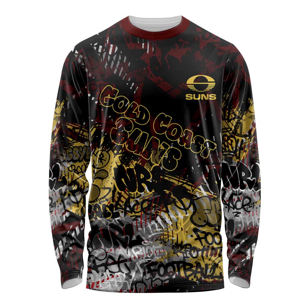 Gold Coast Suns Long Sleeve Shirt Urban Graffiti Street Art - Bold Abstract Spray Paint