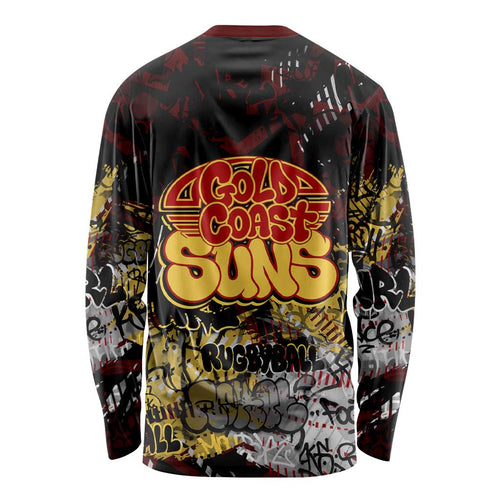 Gold Coast Suns Long Sleeve Shirt Urban Graffiti Street Art - Bold Abstract Spray Paint