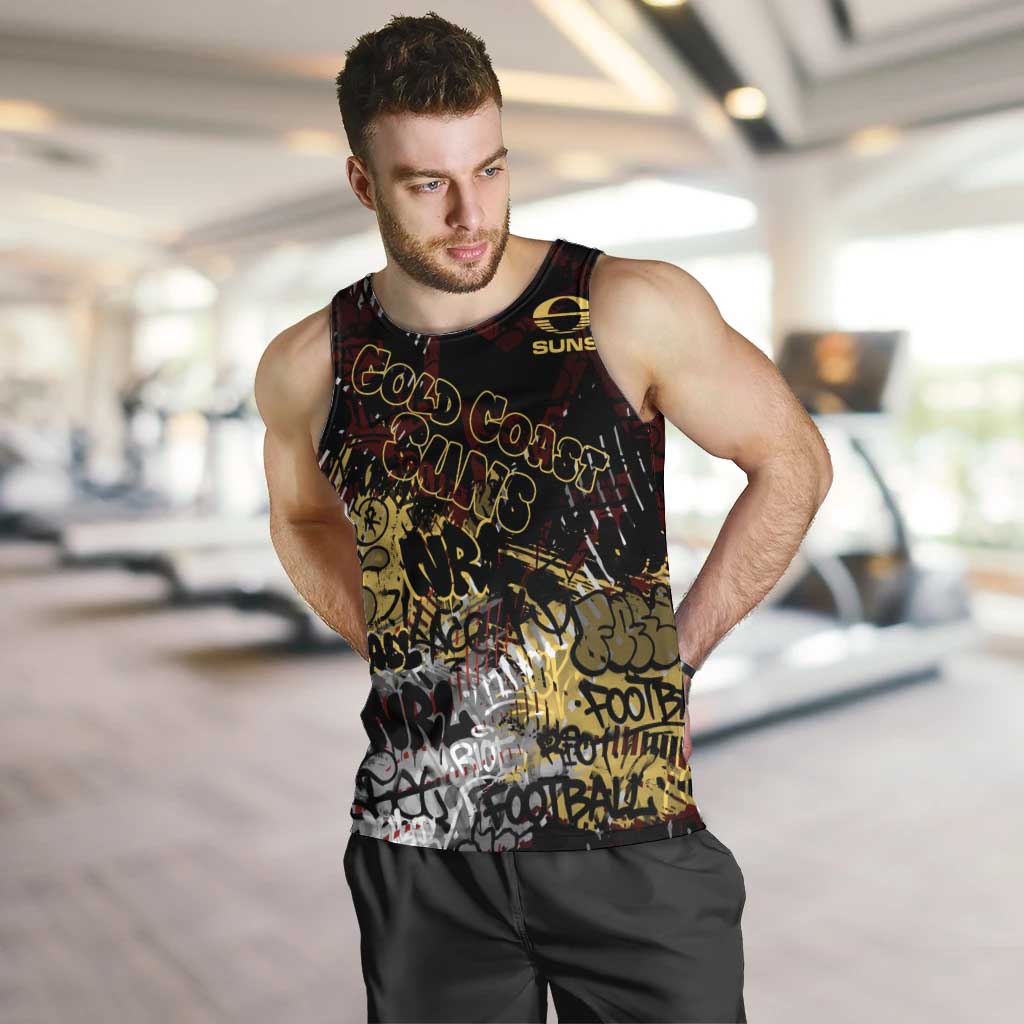 Gold Coast Suns Men Tank Top Urban Graffiti Street Art - Bold Abstract Spray Paint
