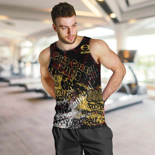 Gold Coast Suns Men Tank Top Urban Graffiti Street Art - Bold Abstract Spray Paint