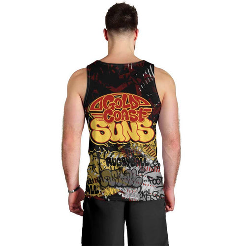 Gold Coast Suns Men Tank Top Urban Graffiti Street Art - Bold Abstract Spray Paint