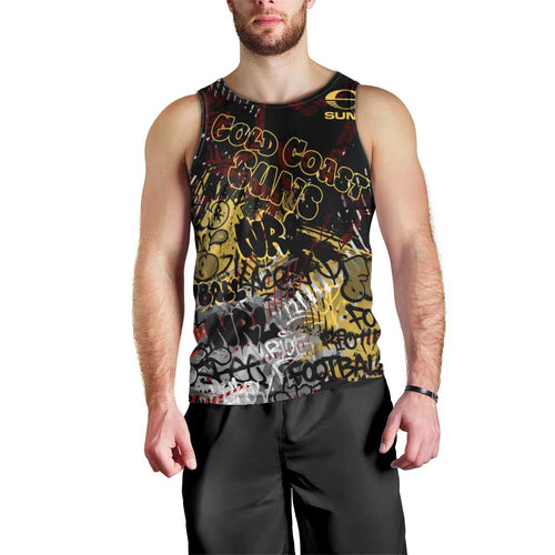 Gold Coast Suns Men Tank Top Urban Graffiti Street Art - Bold Abstract Spray Paint