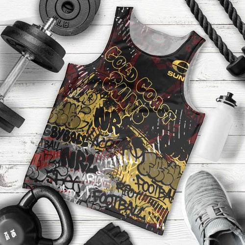 Gold Coast Suns Men Tank Top Urban Graffiti Street Art - Bold Abstract Spray Paint
