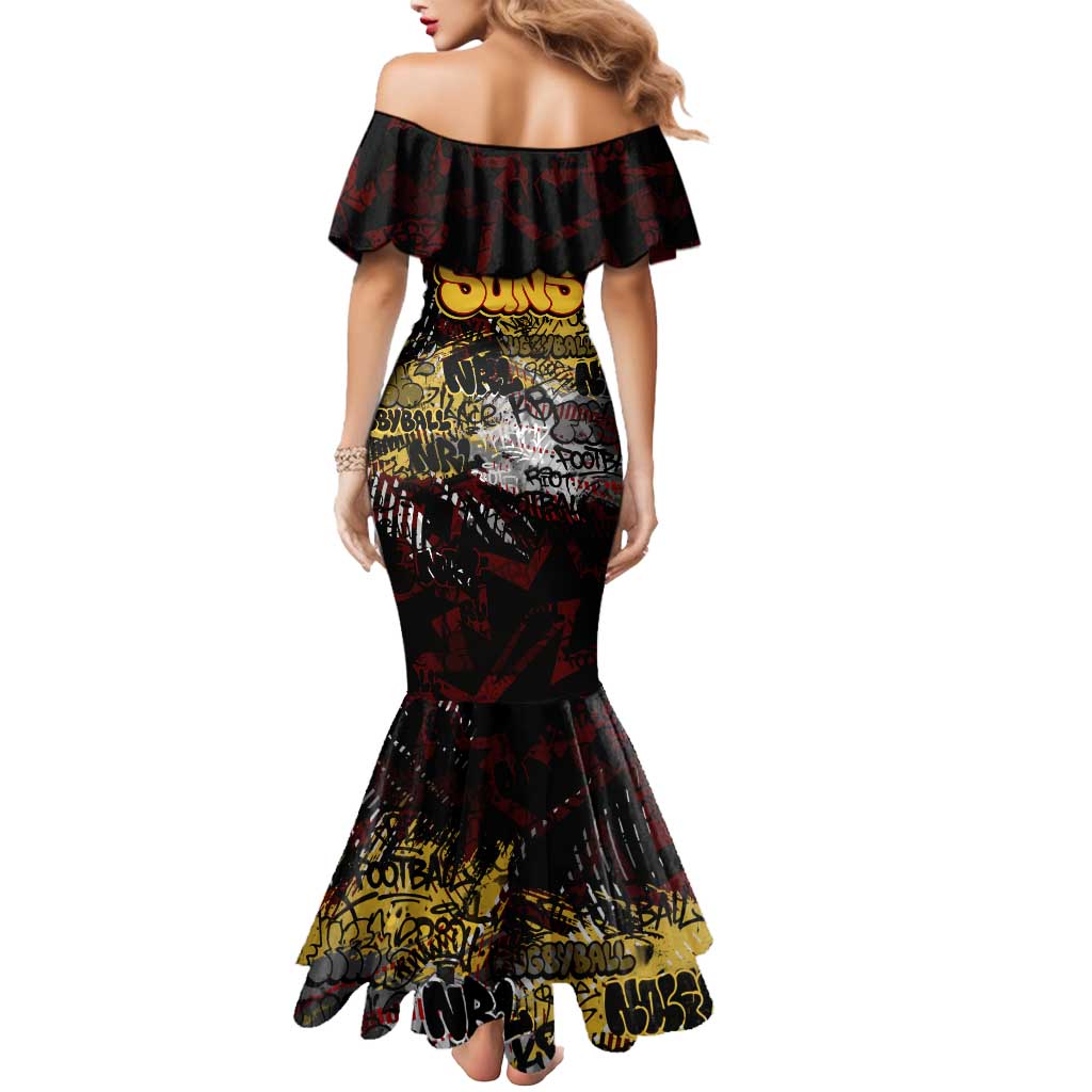 Gold Coast Suns Mermaid Dress Urban Graffiti Street Art - Bold Abstract Spray Paint
