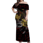 Gold Coast Suns Off Shoulder Maxi Dress Urban Graffiti Street Art - Bold Abstract Spray Paint