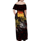 Gold Coast Suns Off Shoulder Maxi Dress Urban Graffiti Street Art - Bold Abstract Spray Paint