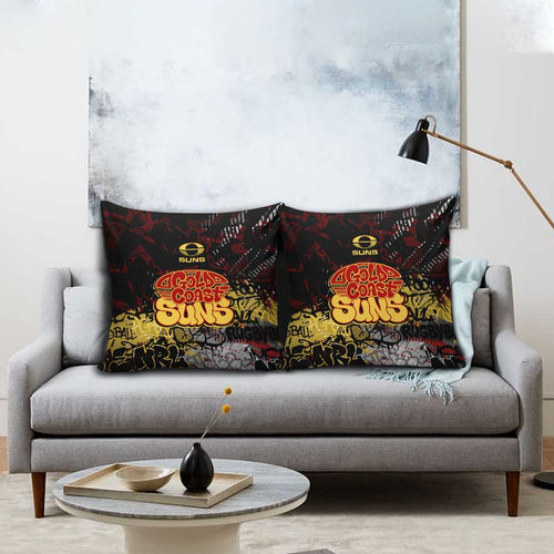 Gold Coast Suns Pillow Cover Urban Graffiti Street Art - Bold Abstract Spray Paint