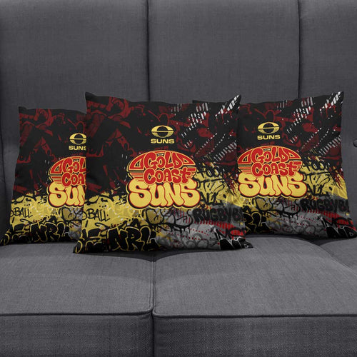 Gold Coast Suns Pillow Cover Urban Graffiti Street Art - Bold Abstract Spray Paint