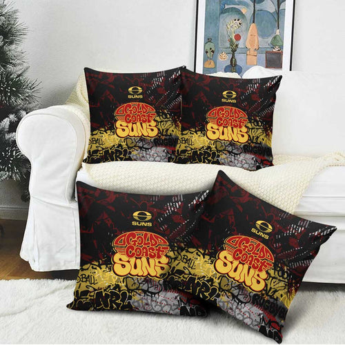 Gold Coast Suns Pillow Cover Urban Graffiti Street Art - Bold Abstract Spray Paint