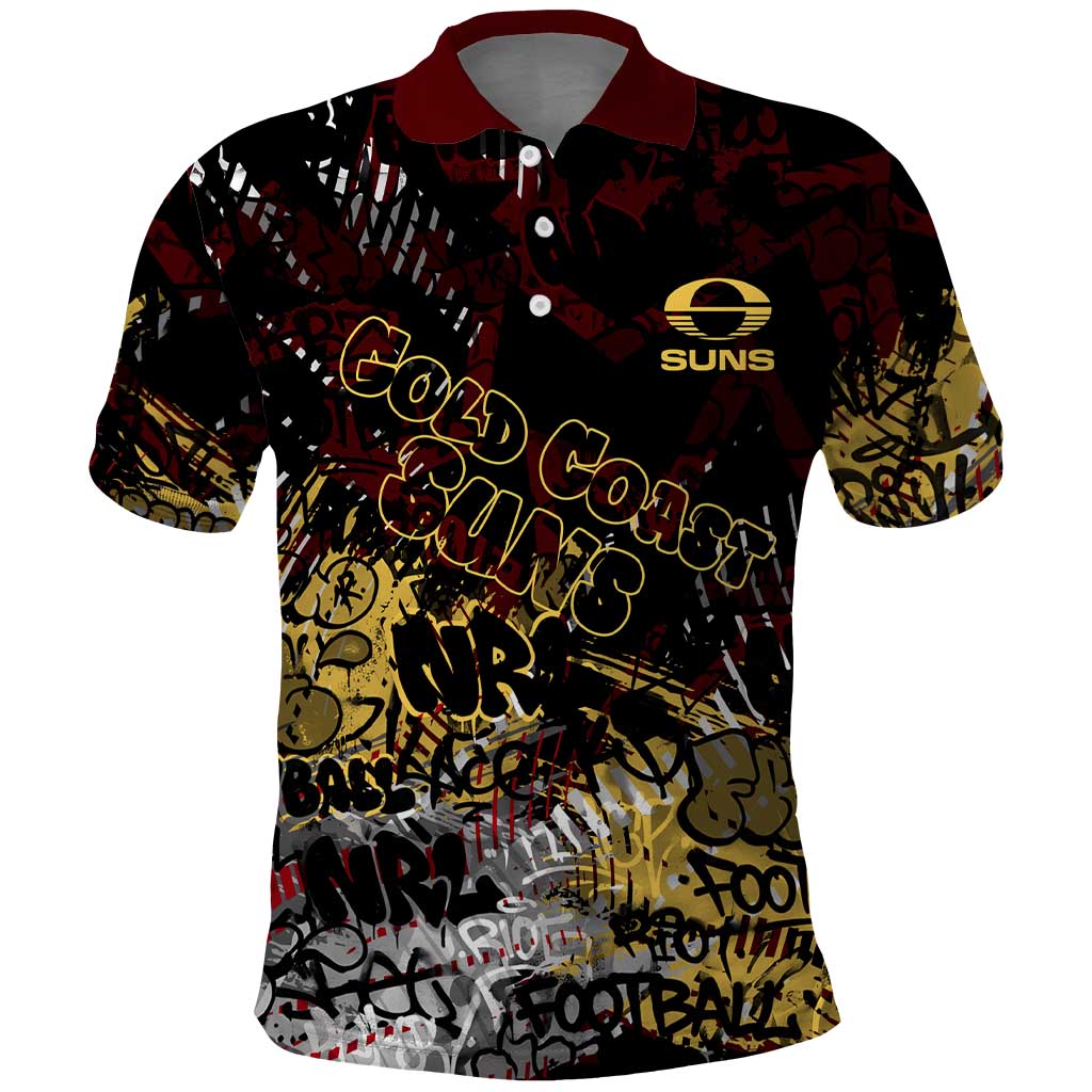 Gold Coast Suns Polo Shirt Urban Graffiti Street Art - Bold Abstract Spray Paint