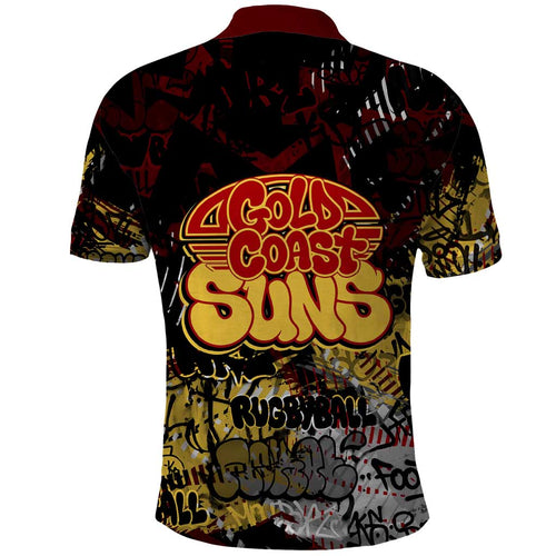 Gold Coast Suns Polo Shirt Urban Graffiti Street Art - Bold Abstract Spray Paint