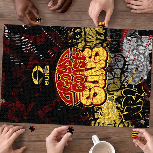 Gold Coast Suns Puzzle Urban Graffiti Street Art - Bold Abstract Spray Paint