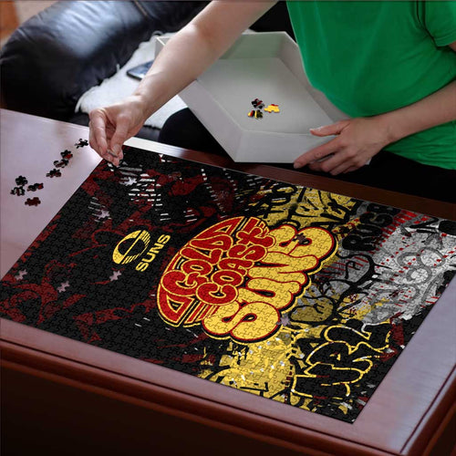 Gold Coast Suns Puzzle Urban Graffiti Street Art - Bold Abstract Spray Paint