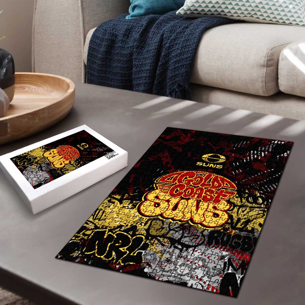 Gold Coast Suns Puzzle Urban Graffiti Street Art - Bold Abstract Spray Paint