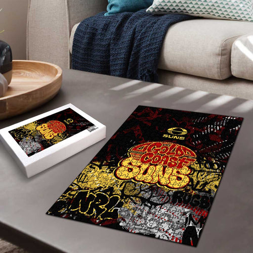 Gold Coast Suns Puzzle Urban Graffiti Street Art - Bold Abstract Spray Paint