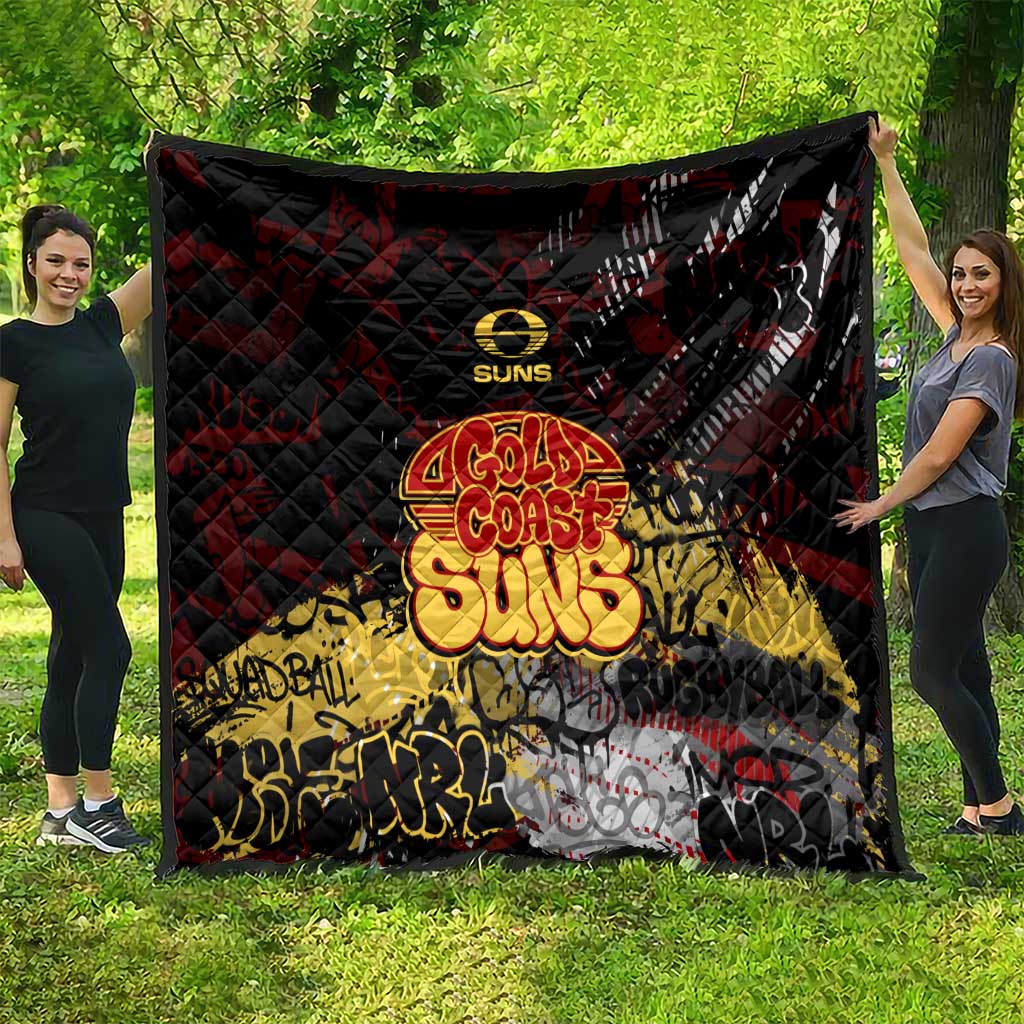 Gold Coast Suns Quilt Urban Graffiti Street Art - Bold Abstract Spray Paint