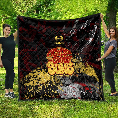Gold Coast Suns Quilt Urban Graffiti Street Art - Bold Abstract Spray Paint