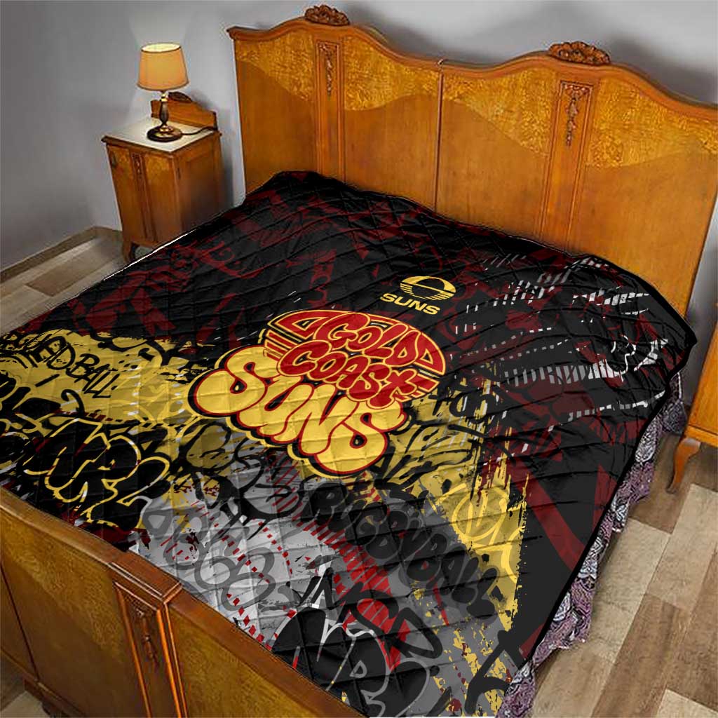 Gold Coast Suns Quilt Urban Graffiti Street Art - Bold Abstract Spray Paint
