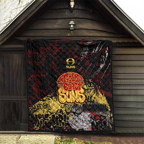 Gold Coast Suns Quilt Urban Graffiti Street Art - Bold Abstract Spray Paint