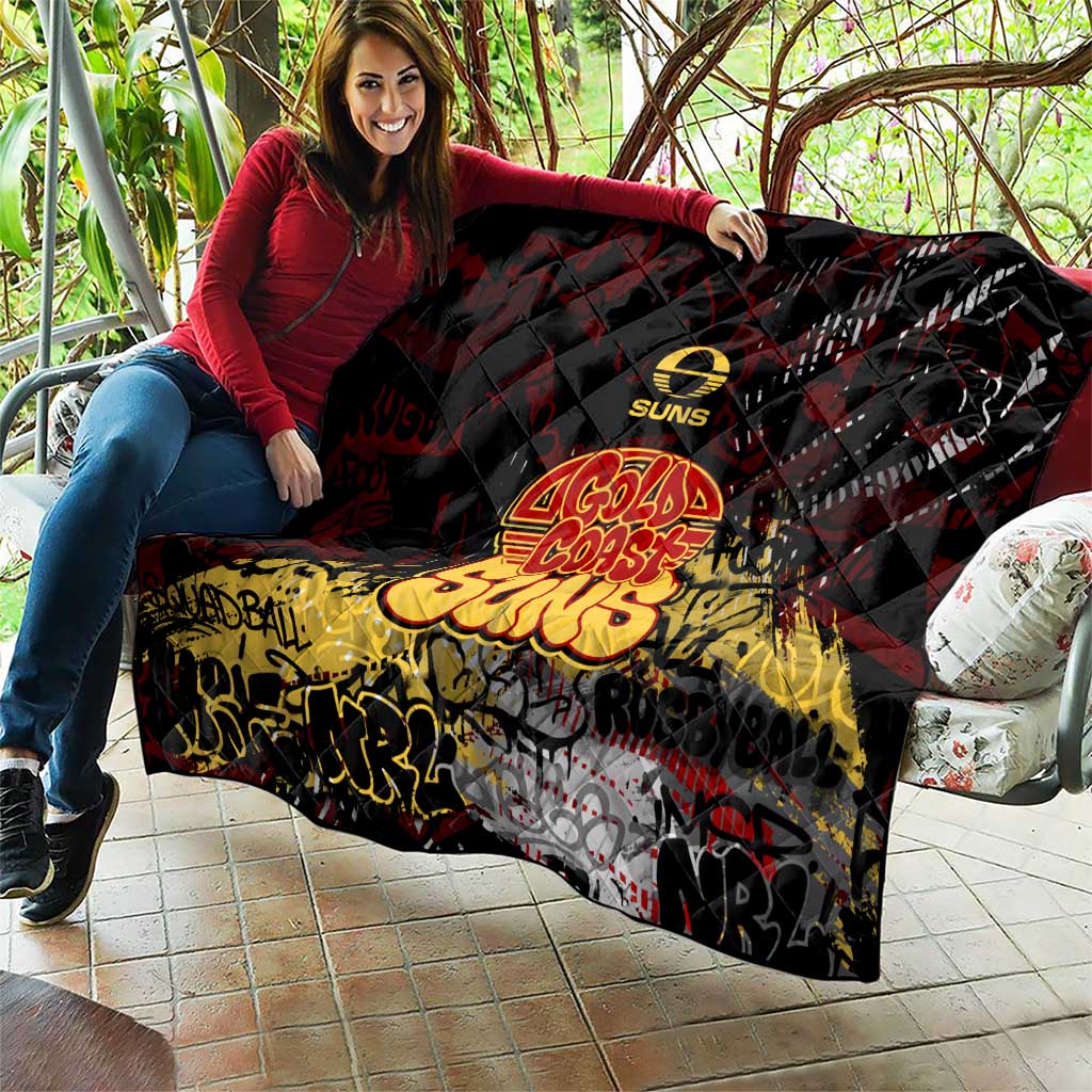 Gold Coast Suns Quilt Urban Graffiti Street Art - Bold Abstract Spray Paint