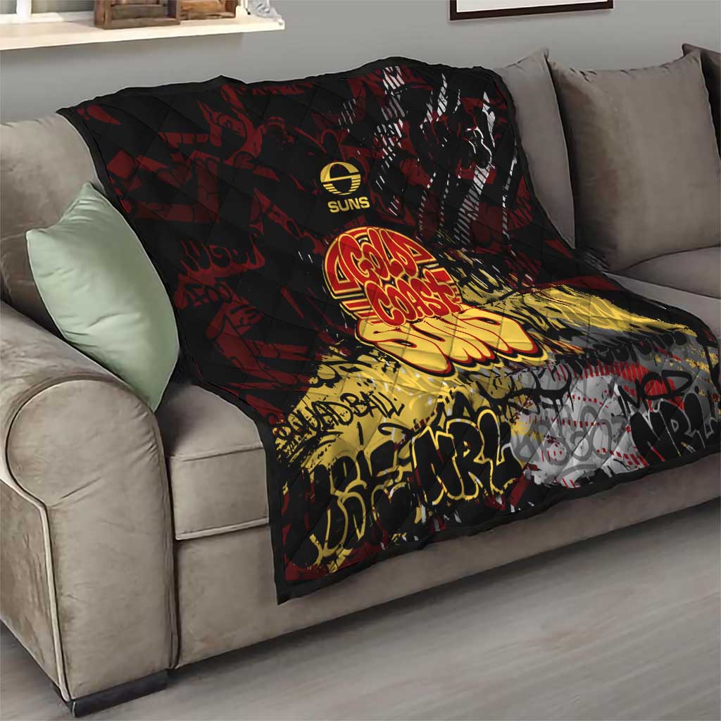 Gold Coast Suns Quilt Urban Graffiti Street Art - Bold Abstract Spray Paint