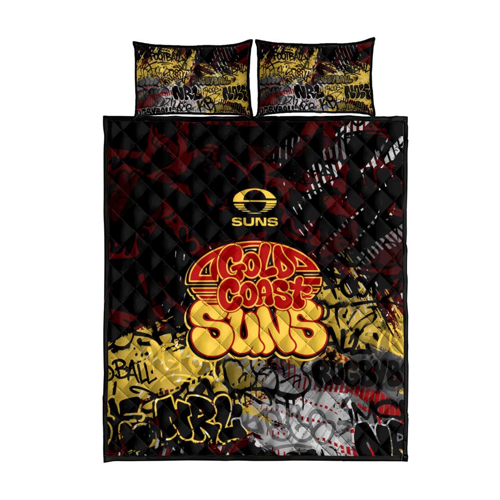 Gold Coast Suns Quilt Bed Set Urban Graffiti Street Art - Bold Abstract Spray Paint