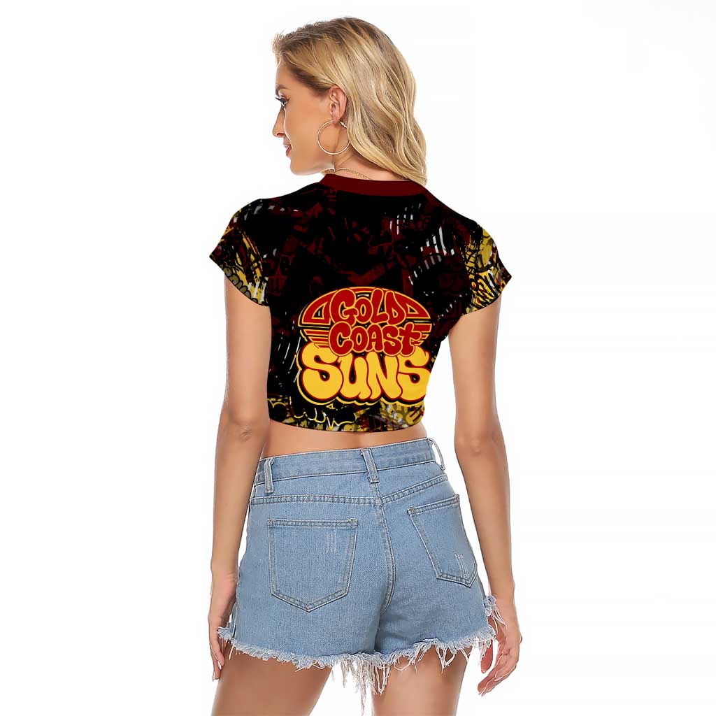 Gold Coast Suns Raglan Cropped T Shirt Urban Graffiti Street Art - Bold Abstract Spray Paint