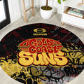 Gold Coast Suns Round Carpet Urban Graffiti Street Art - Bold Abstract Spray Paint